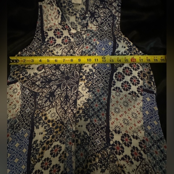 Cupio Sz M Button Down Dress Floral Patriotic July 4th Summer Sleeveless Holiday - Picture 9 of 10